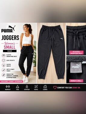 PUMA Women’s Small Black Sweatpants Joggers Lounge Workout Pants